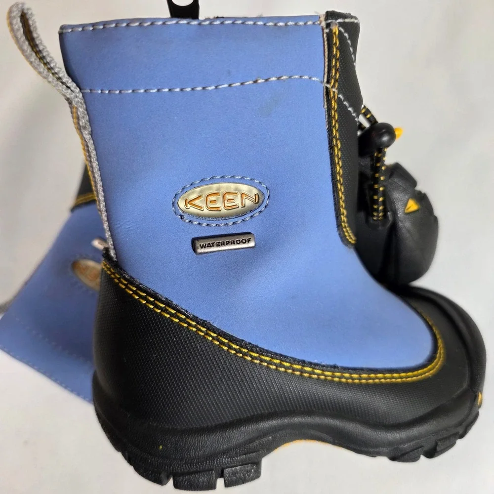 Keen Kids Waterproof Winter Boots Blue Black Yellow Toggle Zip Size 8 US Toddler